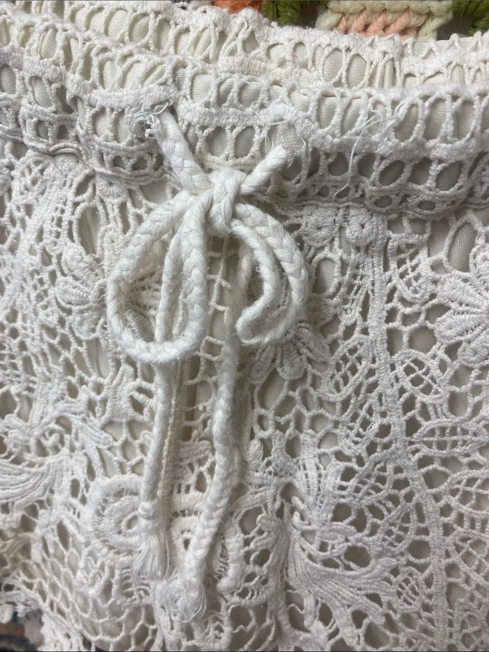 iris Cream Crochet Lace Drawstring Women’s Shorts